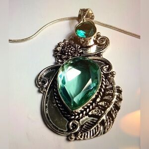 Aquamarine Aqua Apatite 925 Sterling Silver Necklace